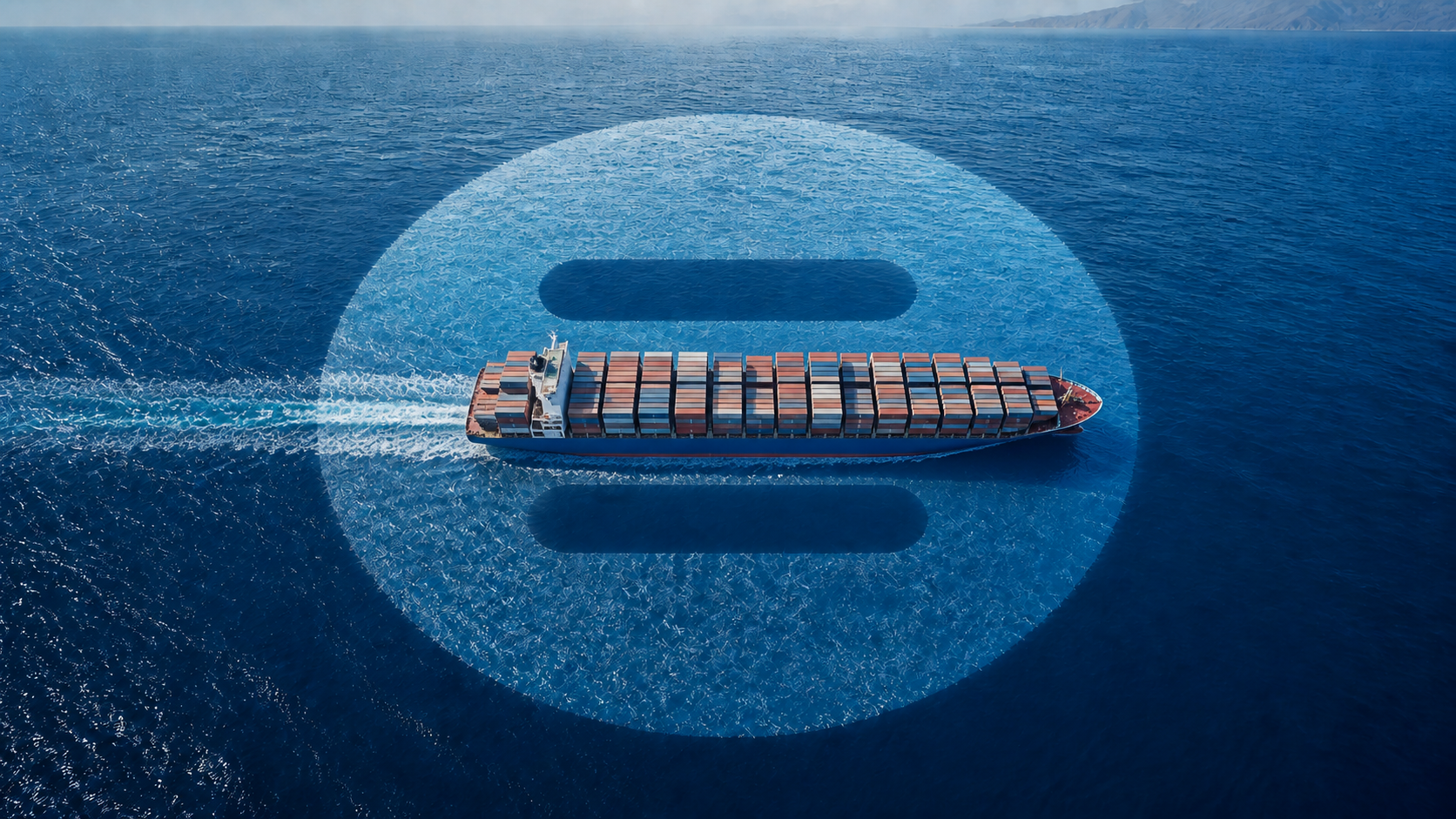 Large container vessel within a maritime graphic